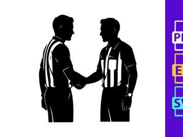 Two referees shaking hands in a gesture of sportsmanship and respect preview picture