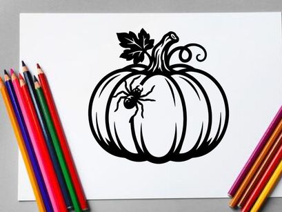 Ilustração Estilizada de Abóbora para Decoração de Outono e Halloween