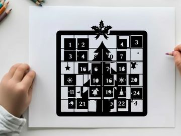 Christmas advent calendar with snowflake and silhouette design preview picture