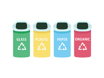 Waste sorting flat color vector objects set preview picture
