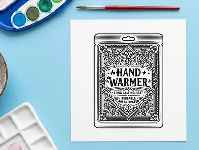 Paquete de calentadores de mano con diseño ornamental vintage para equipo de actividades al aire libre en invierno.