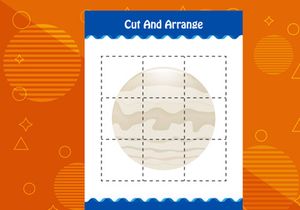 10 Pages Cut and arrange with a planet worksheet for kids. Educational game for children