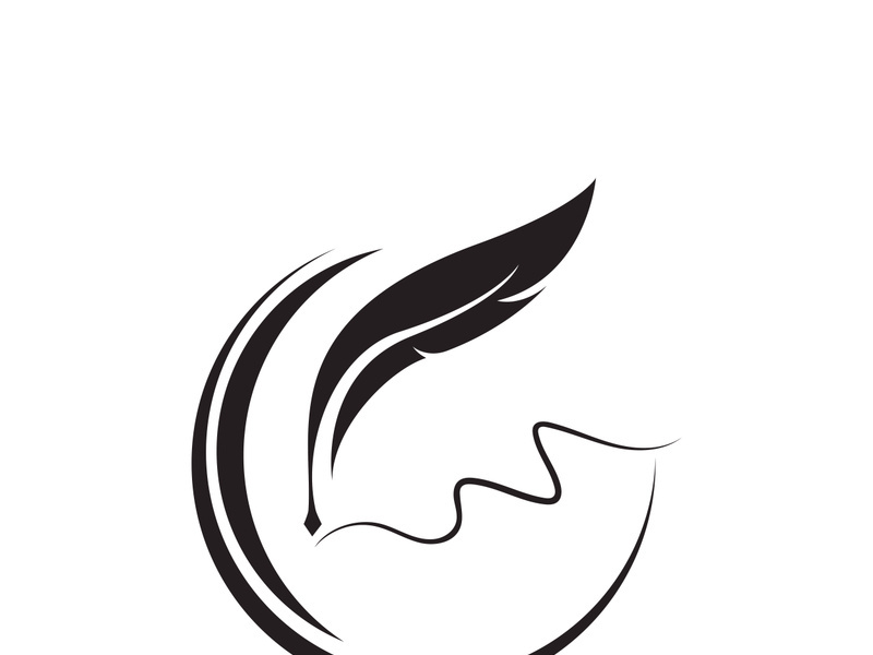 Feather quill design icon and logo illustration classic stationery