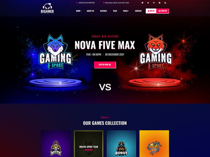 Bigamer - eSports And Gaming Tournaments PSD Template