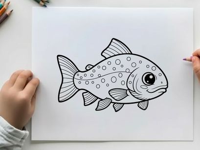 Cute cartoon trout fish swimming vector illustration