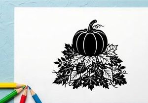 Pumpkin with Leaves for Autumn Harvest and Fall Decor