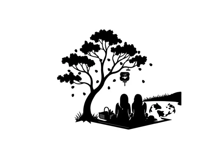 Couple picnic under a tree with lantern