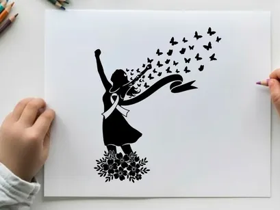 ilustrasi vektor wanita melepas kupu-kupu perayaan sukacita