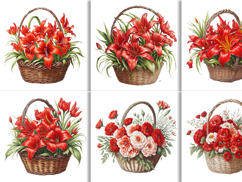 Watercolor Floral Flower Basket Design