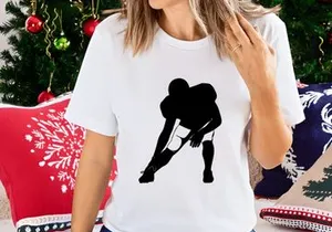 American football player in three point stance silhouette