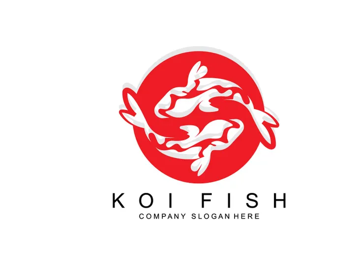 Koi Fish Logo Design, Ornamental Fish Vector, Aquarium Ornament Illustration Brand product