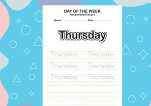 7 Pages Day name of the week trace and writing practice sheet