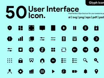50 User Interface Glyph Icon preview picture