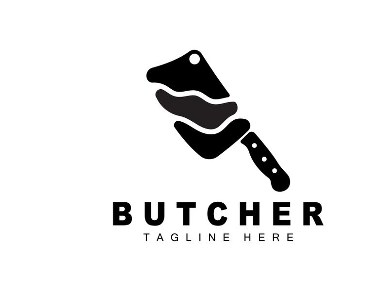 Butcher logo design, Knife Cutting Tool Vector Template, Product Brand Illustration