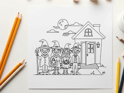 Halloween kids trick or treat vector illustration flat design