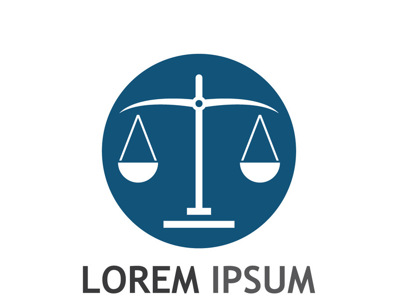 Law firm logo with scales.