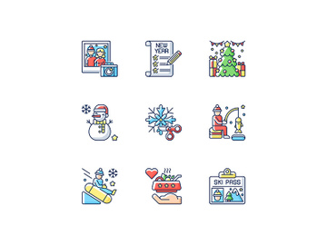 Festive holiday RGB color icons set preview picture