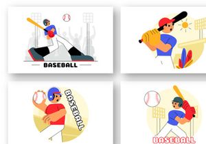 9 Baseball Player Sport Illustration