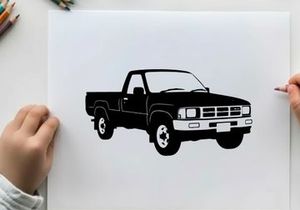 Silhouette of a pickup truck with a white background silhouette