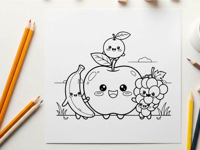 Cute fruit characters friendship vector illustration flat design