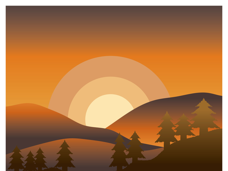 Beautiful landscape of mountains pine trees and moon design vector