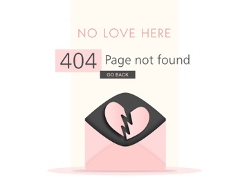 Valentine's 404 Page Not Found Vector Illustration. preview picture