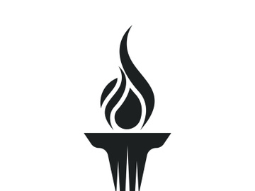 Burning Torch Fire Flame with Pillar column logo design preview picture