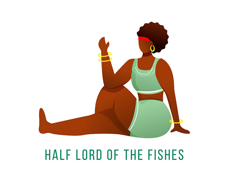Half lord of fishes pose flat vector illustration