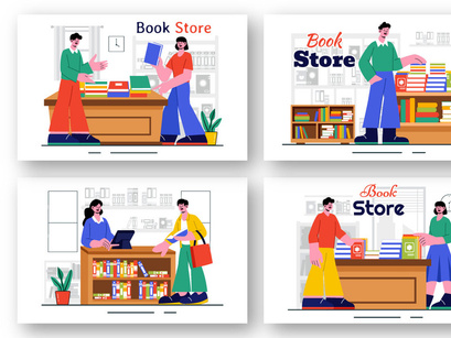 9 Bookstore and Library Illustration