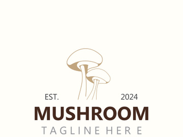 Mushroom botanical logo  modern and simple stamp style. nature or food template preview picture