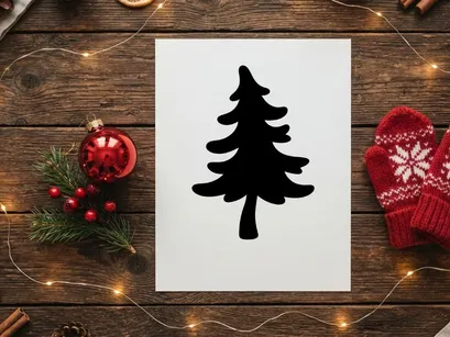 Black Christmas tree silhouette icon isolated on a white background for holiday design
