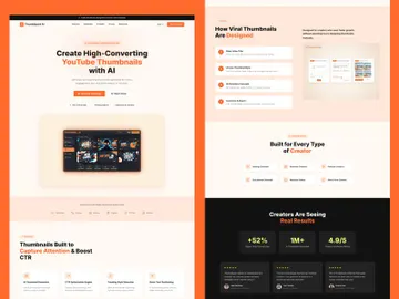 ThumbSpark AI Website Design | AI YouTube Thumbnail Generator Landing page preview picture