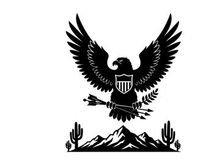American eagle silhouette with mountains and cacti landscape