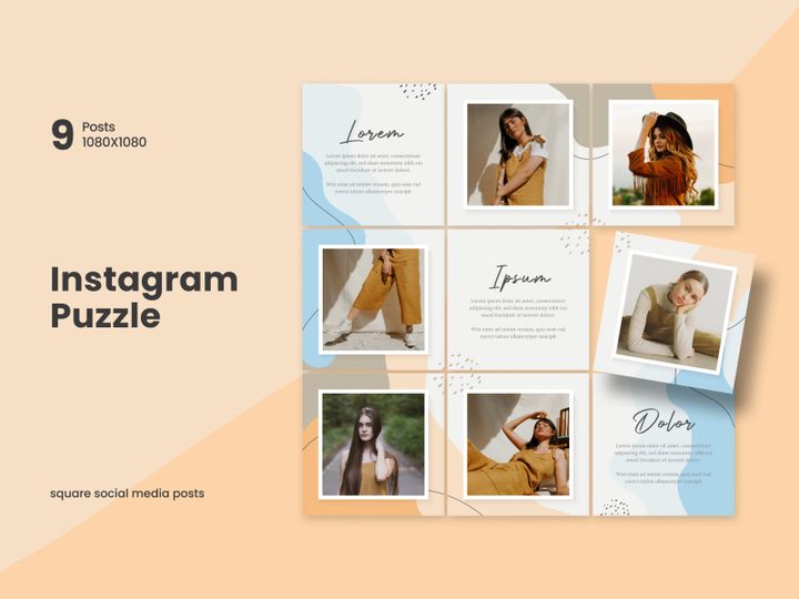 Social media post puzzle fashion template