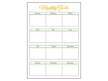 Annual monthly goals minimalist planner page design preview picture