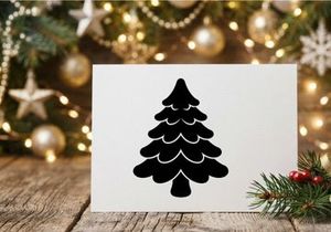 Black Christmas tree silhouette icon isolated on white background