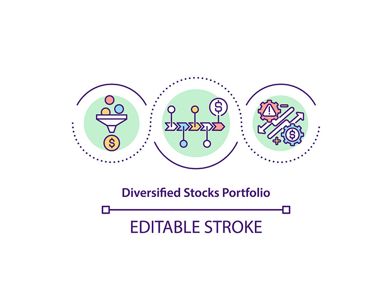 Diversified stocks portfolio concept icon