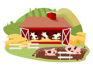 Livestock and cattle farming flat vector illustration preview picture