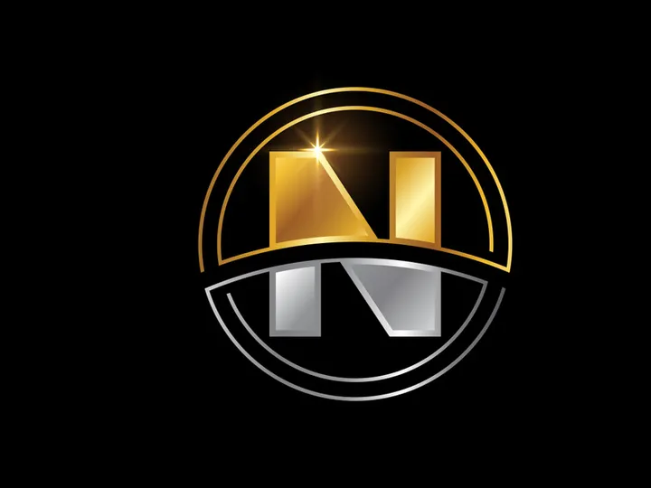 Initial English alphabet with circle frame. Golden and silver color alphabet symbol for corporate business identity