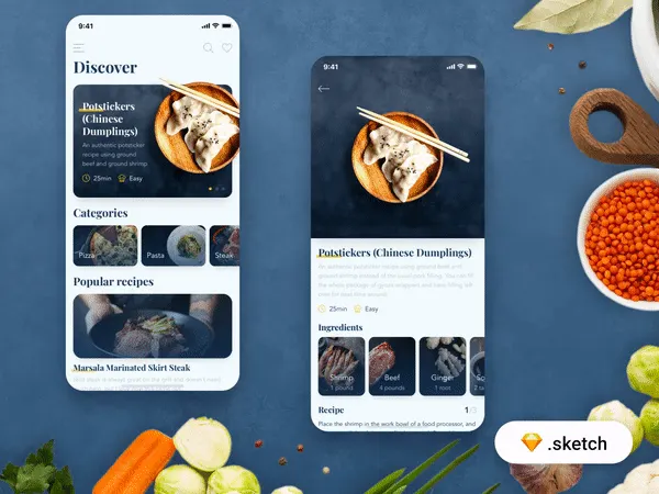 Food recipes app - Freebie