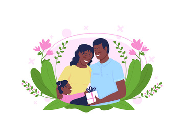 Happy african american family celebrate mother's day flat concept vector illustration preview picture