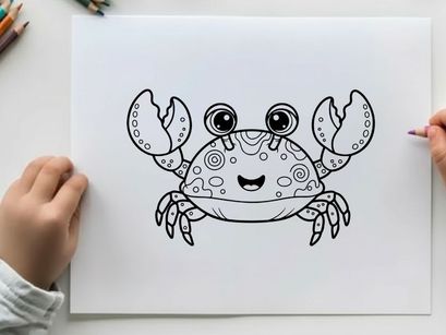 Cute crab smiling happy ocean sea life vector illustration