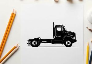 Silhouette of a semi truck without trailer