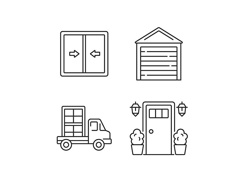 Replacement window opportunity linear icons set