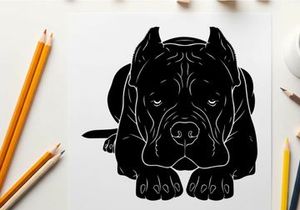 Silhouette of a cane corso dog breed portrait