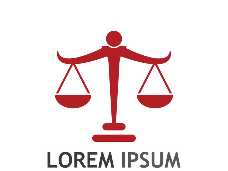 Law firm logo with scales.