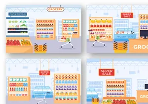 16 Food Grocery Store Shopping Illustration