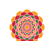 Traditional Asian colorful floral pattern Stained glass mosaic logo tile design inspiration