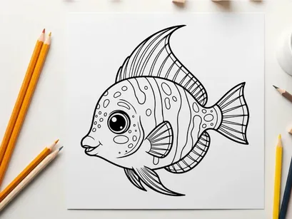 Cute cartoon fish swimming vector illustration flat design