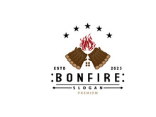 Campfire Logo Design, Bonfire Vector, Adventure Camp Outdoor